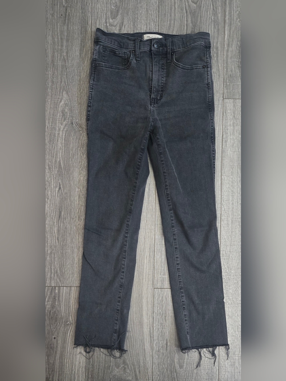 Madewell Black High-Rise Skinny Jeans with Raw Hem